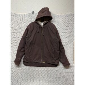 Berne Sherpa Lined Hooded Jacket Women XL Brown Duck Canvas Ladies Reg WHJ41DBN